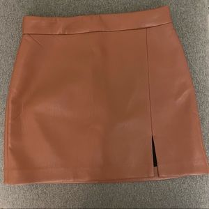 Aritzia Vegan Leather High Waisted Brown Mini Skirt